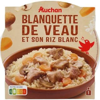 Auchan Blanquette de veau et riz micro-ondes, 300g