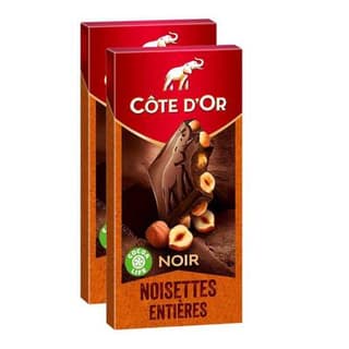 Côte d'Or Chocolat noir noisettes entières, Lot de 2x180g