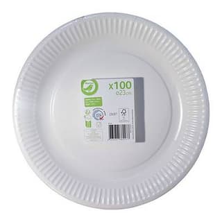 Auchan Assiettes blanches, 100 assiettes