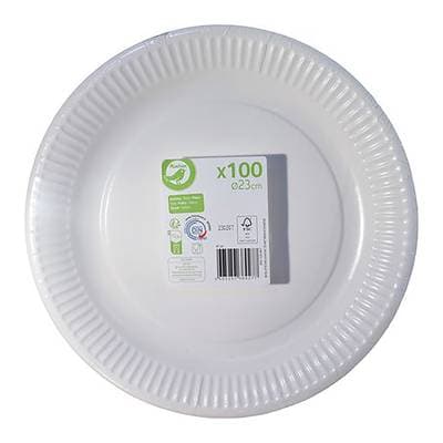 Auchan Assiettes blanches, 100 assiettes
