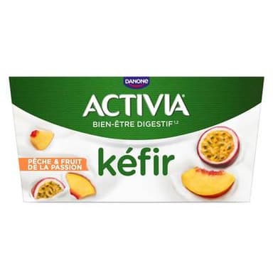 Activia Kéfir pêche passion, 4x125g