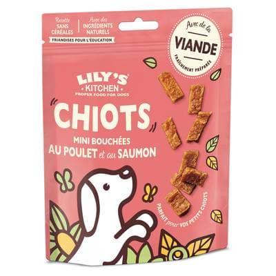 Lily's Kitchen Friandises Mini bouchées Poulet Saumon sans céréales pour Chiot, 70g