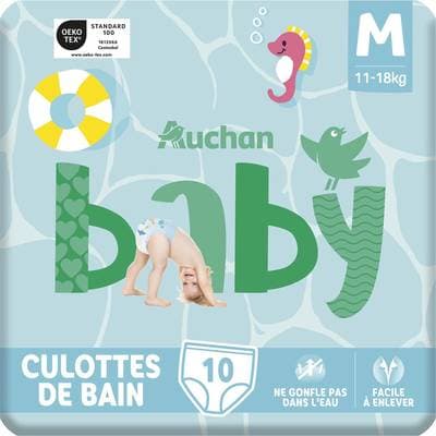 Auchan Baby Couches maillot de bain Taille M - 11-18kg, 10 couches-culottes