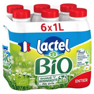 Lactel Lait Bio entier 3,6% mg, 6x1l