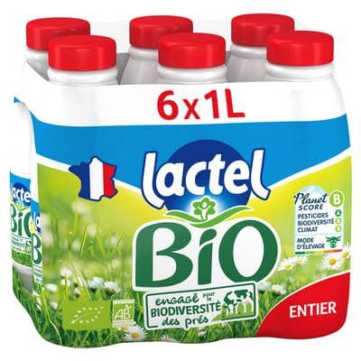Lactel Lait Bio entier 3,6% mg, 6x1l