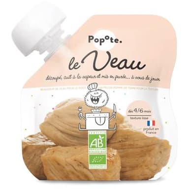 Popote Veau Bio Gourde Bébé Dès 4/6 mois, 60g