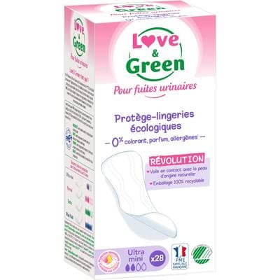 Love & Green Protège-slips hypoallergénique incontinence, 28 Protège Slip