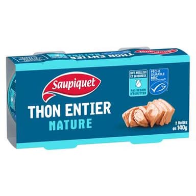 Saupiquet Thon entier naturel MSC sans égouttage, 2x140g