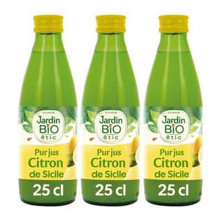 Jardin Bio Etic Jus de Citron de Sicile Bio, Lot de 3x25cl