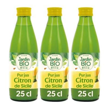Jardin Bio Etic Jus de Citron de Sicile Bio, Lot de 3x25cl