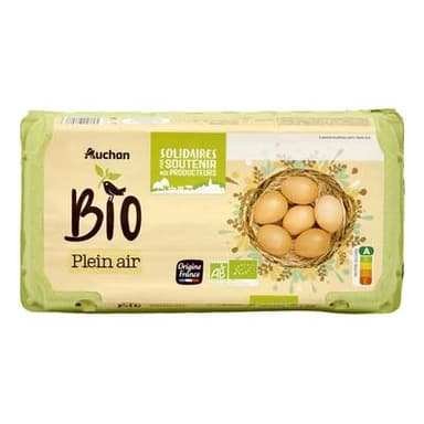 Auchan BIO Oeufs Bio, 18 oeufs