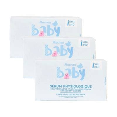 Auchan Baby Sérum physiologique, Lot de 3 - 40 x 5ml