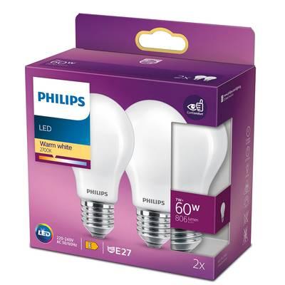 8718699777678 - Philips - 2 Ampoules E27- 7W LED Classique Dépolie Blanc Chaud