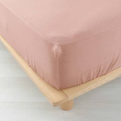 Douceur D Interieur Drap housse gaz rose 2 personnes, 140 x190 cm