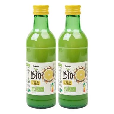 Auchan BIO Pur jus de citron Bio, Lot de 2x25cl