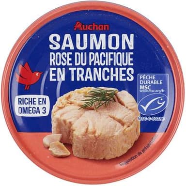 Auchan Saumon sans arêtes au naturel MSC, 112g