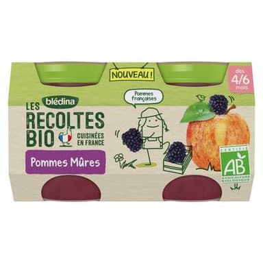 Blédina - Les Récoltes Bio Pommes Mûres Bio Pots Bébé Dès 4 mois, 2x130g