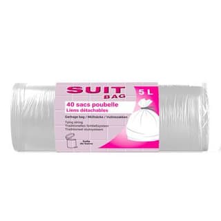 Suit Sac poubelle Salle de bains avec liens, 40x5L