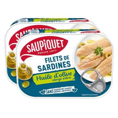Saupiquet Filets de Sardines Huile d'Olive Vierge Extra, Lot de 2x100g