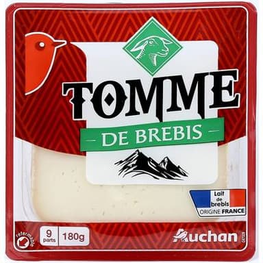 Auchan Tomme au lait de brebis pasteurisé, 180g
