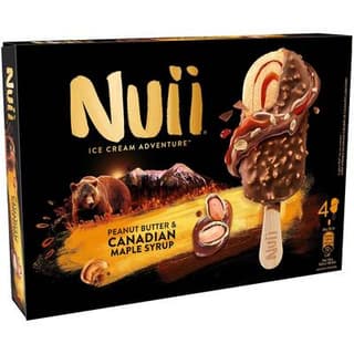 Nuii Bâtonnets glacés sirop d'érable & beurre de cacahuète, 4 bâtonnets - 272g