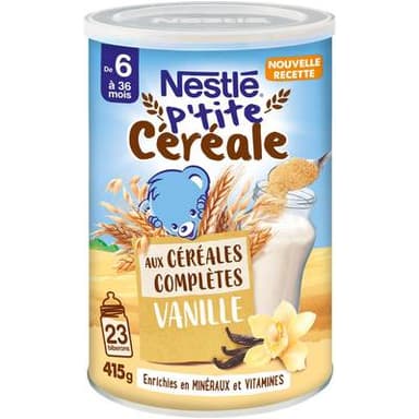 Nestlé - P'tite Céréale Céréales Complètes Vanille Bébé Dès 6 mois, 415g