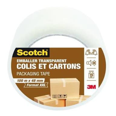 Scotch Ruban adhésif d'emballage transparent XXL, Dimensions 100m x 48mm