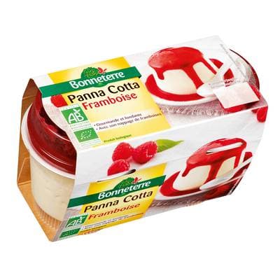 Bonneterre Panna cotta bio nappage framboise, 2x130g