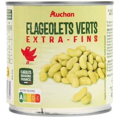 Auchan Flageolets verts extra fins, 265g