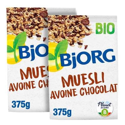 Bjorg Muesli Avoine Chocolat Bio, Lot de 2x375g
