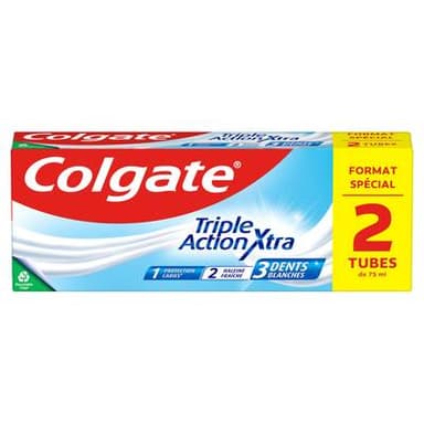Colgate Dentifrice Triple Action Xtra White, 2 x 75ml