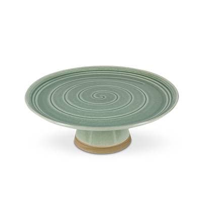Collection Caméo Plat à tarte sur pied 33,5xH12cm vert, 1 pièce