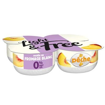 Light&Free Fromage Blanc Pêche, 4x120g