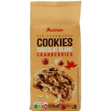 Auchan Cookies chocolat blanc saveur canberries, 200g
