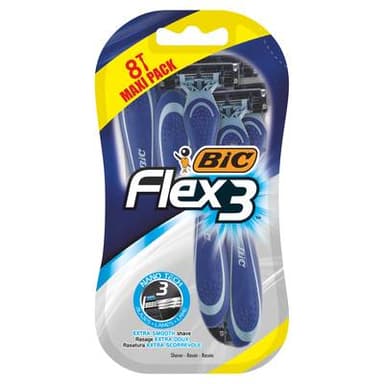 Bic Rasoirs Jetables Pour Homme Flex 3, 8 rasoirs jetables