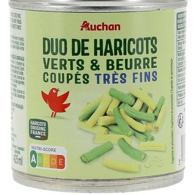 Auchan Duo de haricots verts et beurre extra-fins, 220g