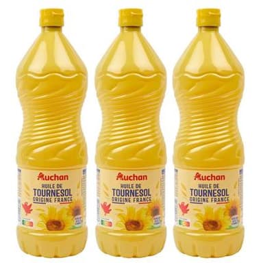 Auchan Huile de tournesol, Lot de 3x1L