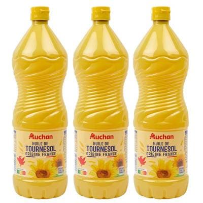 Auchan Huile de tournesol, Lot de 3x1L