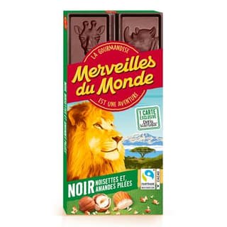 Merveilles du monde Chocolat noir 64% noisettes et amandes pilées, 100g