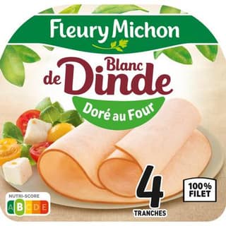 Fleury Michon Blanc de Dinde Doré au Four, 4 tranches - 160g