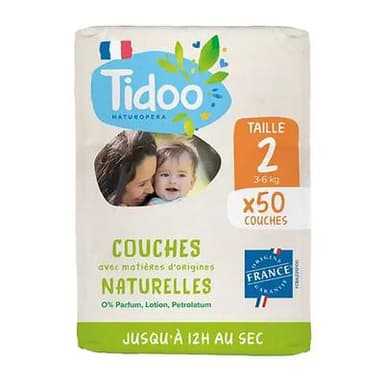 Tidoo Couches écologiques voile naturel T2 3-6kg, 50 couches