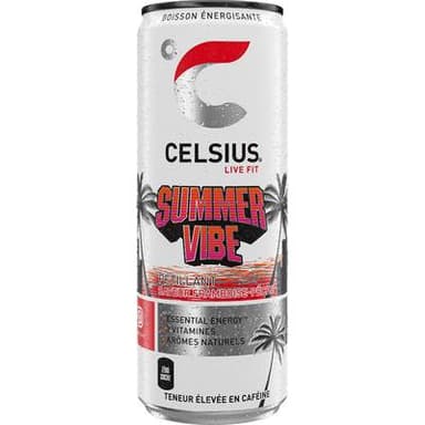 Celsius Boisson énergisante  saveur framboise pêche, 35,5cl