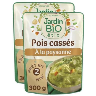 Jardin Bio Etic Pois cassés à la paysanne bio, Lot de 2x300g