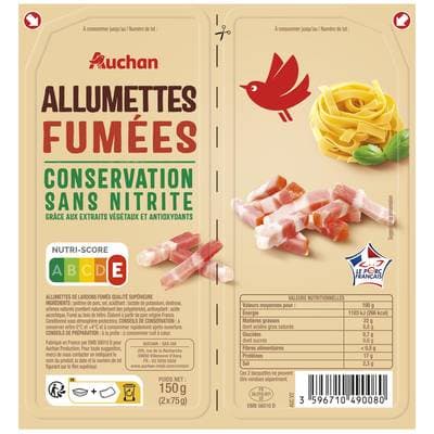 Auchan Allumettes Fumées Sans Nitrite, 2x75g
