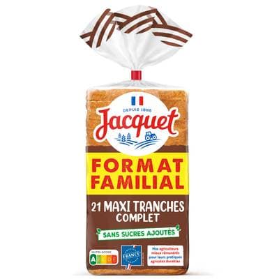 Jacquet Pain de Mie Complet Maxi Tranches, 21 tranches - 825g