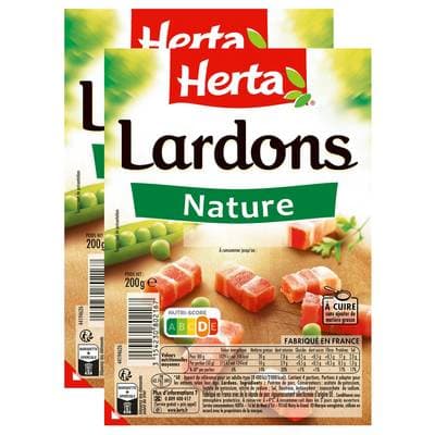 Herta Lardons Nature, Lot de 2x200g