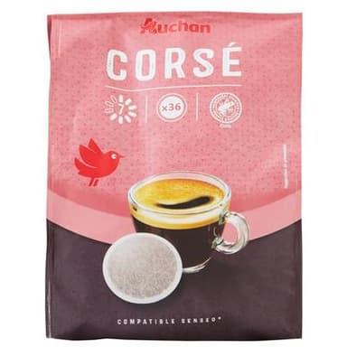 Auchan Dosettes de café corsé, 36 dosettes