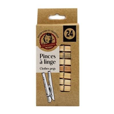 La Ménagère Pinces à linge bois, 24 pièces