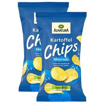 Alnatura Chips de pommes de terre bio au sel marin bio, Lot de 2x125g