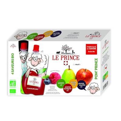Thomas Le Prince Compote Gourdes pomme poire framboise myrtille bio, 8x100g